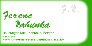 ferenc mahunka business card